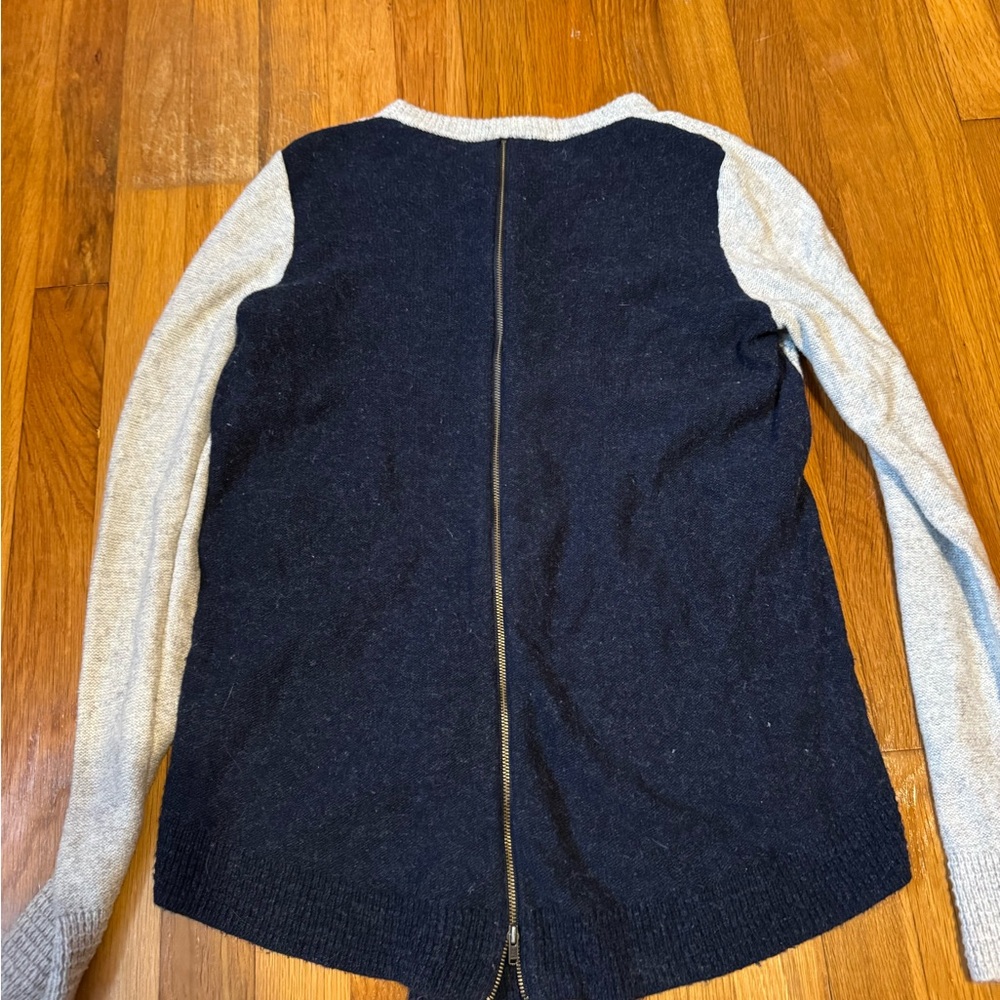 madewell montford colorblock navy and grey sweater with zipper in the back - Picture 8 of 8